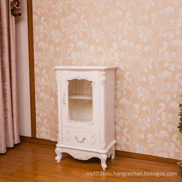 French style white Wood wine Cabinet